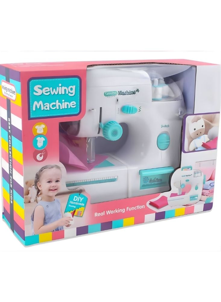 Premium Kids Mini Sewing Machine Toy with Hand Crank & Foot Pedal – Safe Pretend Play Sewing Machine Set with Ruler, Fabric Pieces & Accessories for Girls - Image 4